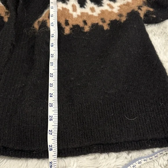 Banana Republic Fair Isles Black and Tan Patterned Alpaca Cardigan Sz L - Picture 8 of 10